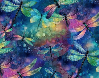 Dragonfly Illusion Wide 108" Fabric - CD3206 - Timeless Treasures