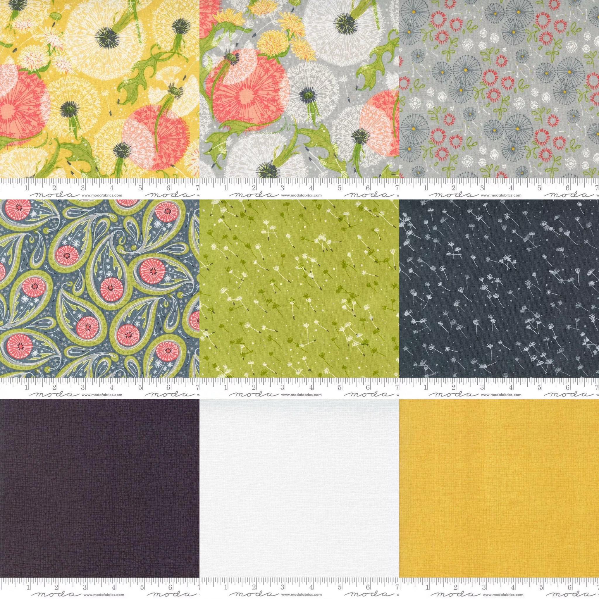 Grey Yellow Dandi Duo Fabric Group - Moda - Robins Pickens - 48750 - 48752 - 48753 - 48756 - 48626