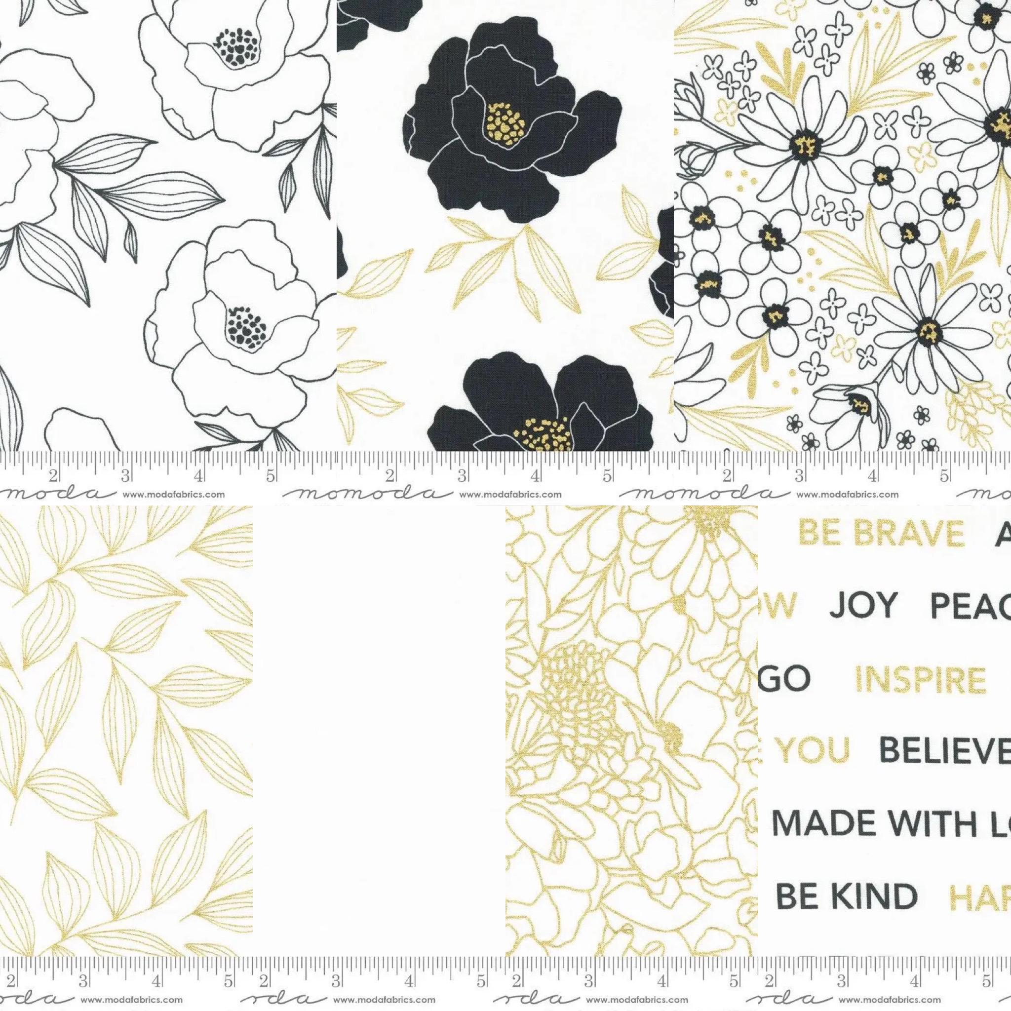 White Gold Gilded Metallic Fabric Group - Ali K Designs - Moda -11530 - 11531 - 11532 - 11533 - 11536