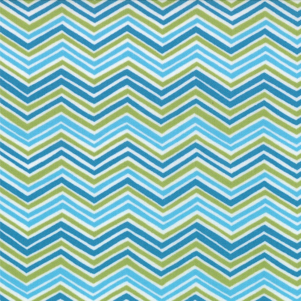 Blue Green Chevron Zig Zag Bloom'in Fresh Fabric - 61" x 44" - 19665 15 - Moda - Deb Strain