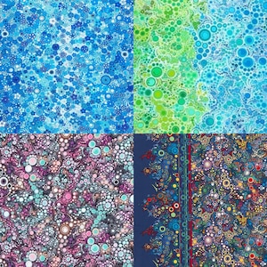 Effervescent Dots Fabric Group - Robert Kaufman - Aboriginal Fabric - 9194 - 1267 - 9278 - 9246