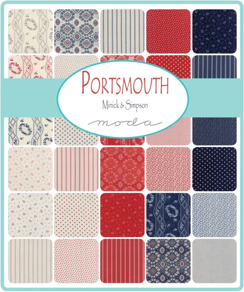 Blue Cream Portsmouth Half Yard Fabric Bundle Moda Minick and Simpson