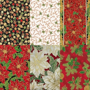 Holiday Flourish Christmas Fabric Group - Charms  - CM9482 - CM4915 - CM2223 - CM9193 - CM6223 - CM9163 - Robert Kaufman