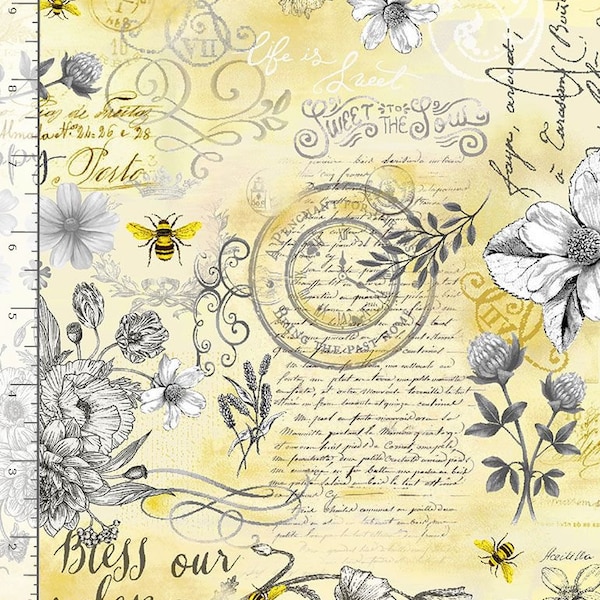 Black Gold Queen Bee Fabric  - CD1356 - Timeless Treasures