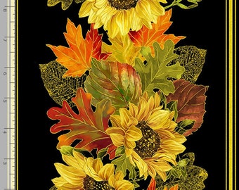 Sunflower Metallic Harvest Fabric - CM8541 - Timeless Treasures