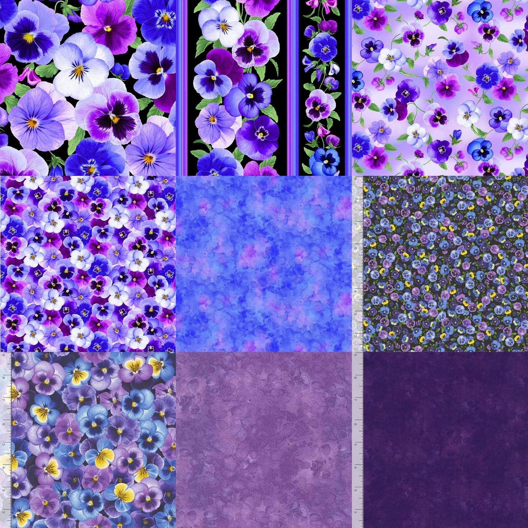 Pansy Fabric Group - Timeless Treasures - C7722 - CD3750 - CD3751 ...
