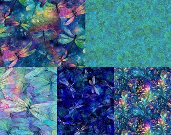 Blue Purple Dragonfly Illusion Fabric Group - Timeless Treasures - CD3205 - CD3207 - CD3208 - CD3212 - CD3213 - restock in next 60 days