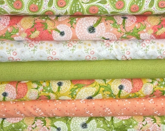 Coral Green Dandi Duo Fabric Group - Moda - Robins Pickens - 48750 - 48752 - 48753 - 48756 - 48626