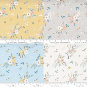 Blue Yellow Little Ducklings Fabric Group -  Baby Quilt - Moda - 25101