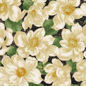 White Poinsettias Metallic Fabric - CM7802 - Timeless Treasures