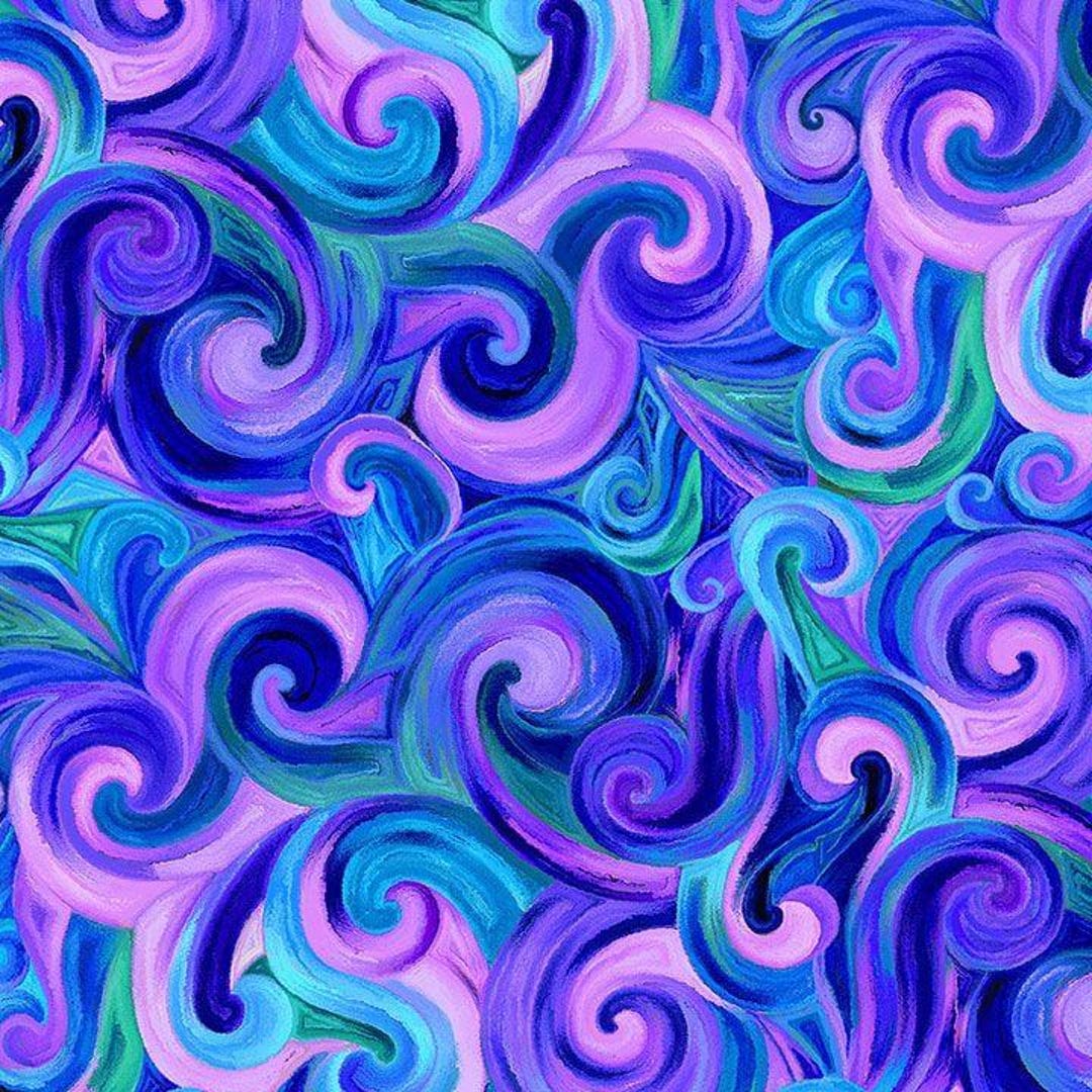 Blue Purple Swirls Bellagio Fabric - CD3588 - Timeless Treasures - by ...