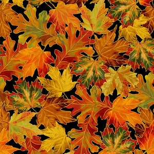 Autumn Leaves Metallic Harvest Fabric - CM1289 - Timeless Treasures - Thankful