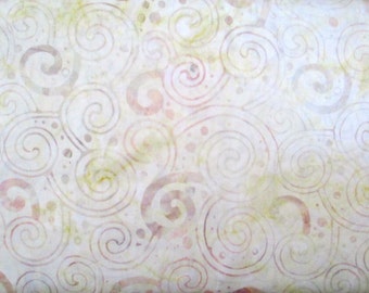 Cream Curly Swirls Tonga Batik Fabric -  66" x 44" - B2007 - Timeless Treasures