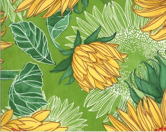 Sprout Green Sunflower Solana Fabric - 48680 15  - Moda - Robins Pickens