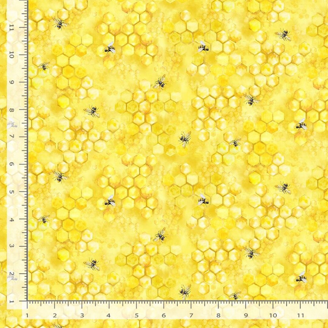 Yellow Bee Honey Bee Fabric - CD2392 - Timeless Treasures - by the Yard ...