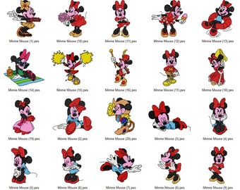 Disney Minnie Mouse Machine Embroidery Designs Set 4x4 Hoop Instant Download pes, hus, jef, jef+, vip, vp3, dst, xxx, exp included