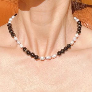 Silver Moon Necklace,Black Onyx Necklace,White Pearl Necklace,Gemstones Necklace,Healing Necklace,Natural Necklace,Chakra Balancing Necklace