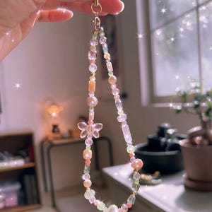 U.S. Free Shipping_ Beaded Phone Strap,Unique Crystal Chain for Phone,Bag or Camera,Gift for her,Phone accessories,Cute wrist strap