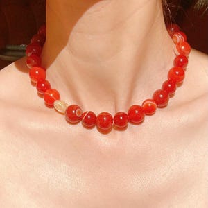 Golden Ember Sardonyx Necklace, Red Sardonyx Necklace, Healing Stone Necklace, Chakra Balancing Necklace, Gemstones Necklace