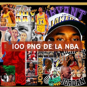 May include: A collage of NBA players, including Michael Jordan, Kobe Bryant, and Allen Iverson. The collage features images of the players in their jerseys, with text and logos related to their teams and accomplishments. The collage is set against a red, white, and black background.