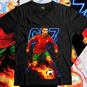 CR7 PNG | Download digitale di Cristiano Ronaldo | Mezzitoni 300 DPI per magliette nere.