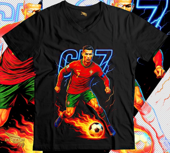 CR7 PNG | Cristiano Ronaldo Descarga Digital | Semitono 300 DPI para Camisetas de color negro.