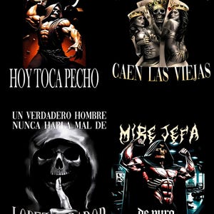 Puede incluir: Una impresión de arte digital con un cráneo con capucha, una figura musculosa con capucha y texto que dice "ALV SU TAREA PROFE", "HOY TOCA PECHO", "UN VERDADERO HOMBRE NUNCA HABLA MAL DE LOPEZ OBRADOR", "CAEN LAS BECAS", "CAEN LAS VIEJAS", "MIRE JEFA de puro llorar por mi ex".