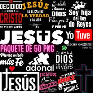Frases Religiosas Paquete de 50 PNG, expreciones  Bíblicas,  enaciado Bíblicos PNG, Descarga Digital, afirmaciones cristianas en español