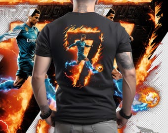 CR7 PNG | Cristiano Ronaldo Digital Download | 300 DPI Halftone for Black Shirts.