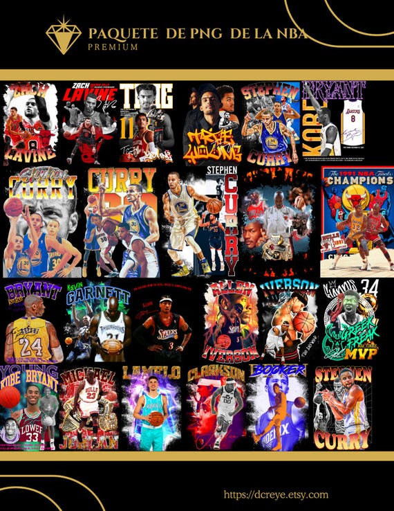 Paquete de más de 100 diseños de camisetas, diseños PNG con fondo trasparente ,sublimación, serigrafía, paquete de camisetas.nba t-shirt