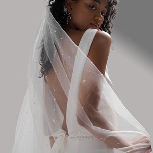 Pearl Wedding Veil Wedding Veil Chapel Bridal Modern Fingertip Veil Ivory  Wedding Veil Single Tire Veil Simple Veil Single Layer Veil 