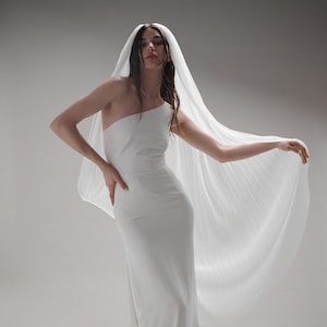 Pleated Tulle Wedding Veil For Modern Brides, Minimalist Bridal Veil, Tulle Wedding Accessory