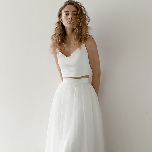 Romantic Tulle Bridal Skirt | Flowy Ivory Wedding Skirt | Whimsical Soft Tulle Wedding Separates | Simple Bridal Separates [Gwyn Skirt]