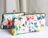 Bridesmaid Clutch Purse | Floral Clutch | Bridesmaids Gift Set | Monogram Clutch | Bridal Party Purses [Set of 3 Caela Clutches]