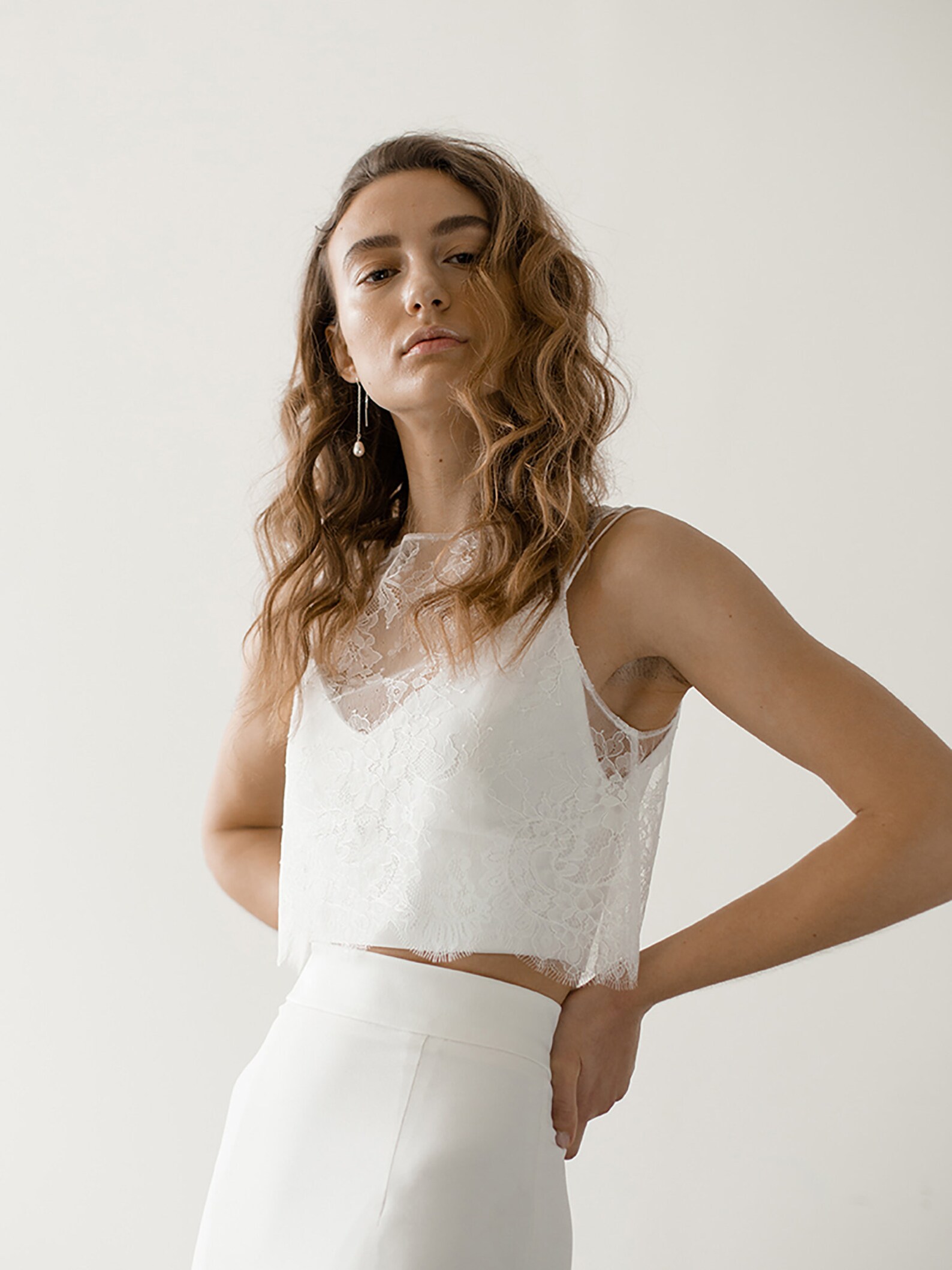 Minimalist Modern Lace Bridal Crop Top Sheer Floral Bridal | Etsy