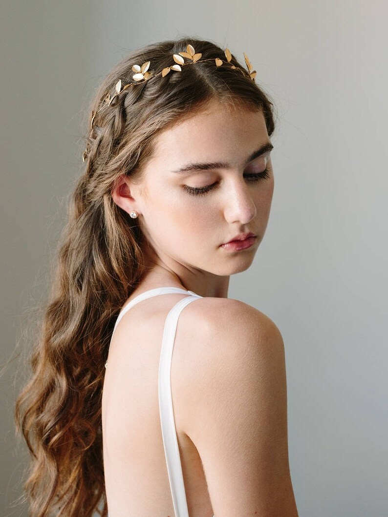Leaf Hair Vine Bridal Leaf Crown Boho Gold Leaf Halo Etsy