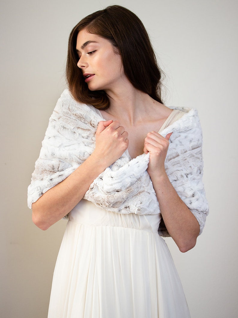 Faux Fur Wedding Twist Shawl Ivory Faux Fur Infinity Wrap Etsy