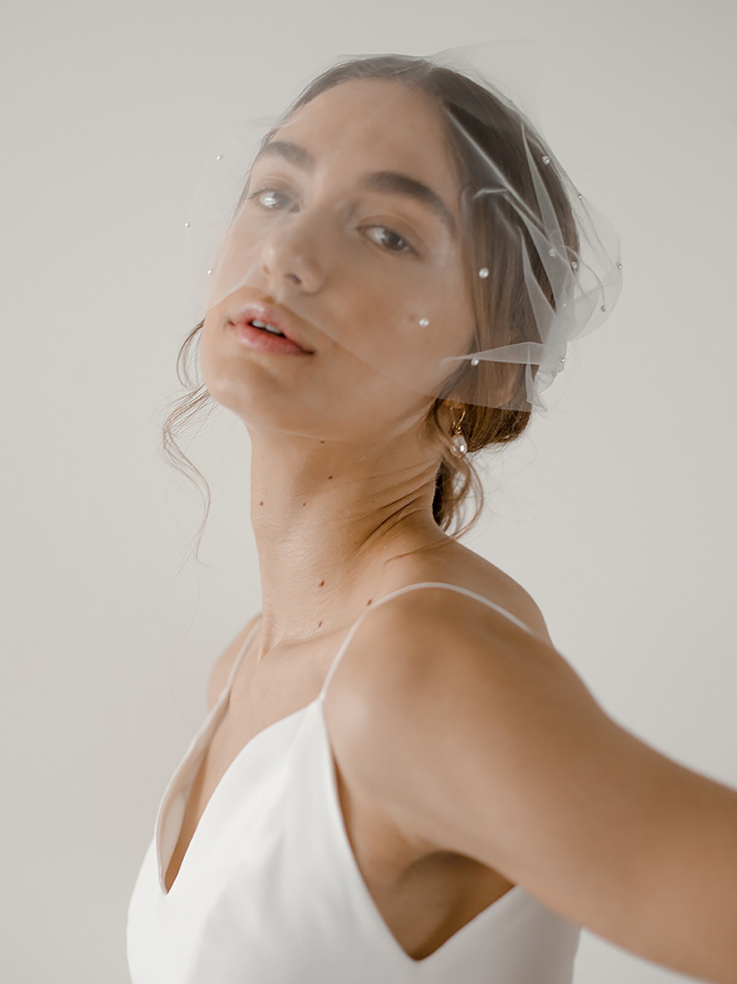 Minimalist Birdcage Veil Pearl Wedding Veil Ivory Veil Etsy Canada