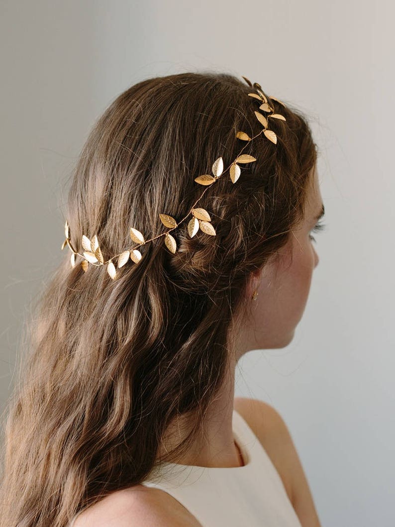 Leaf Hair Vine Bridal Leaf Crown Boho Gold Leaf Halo Etsy