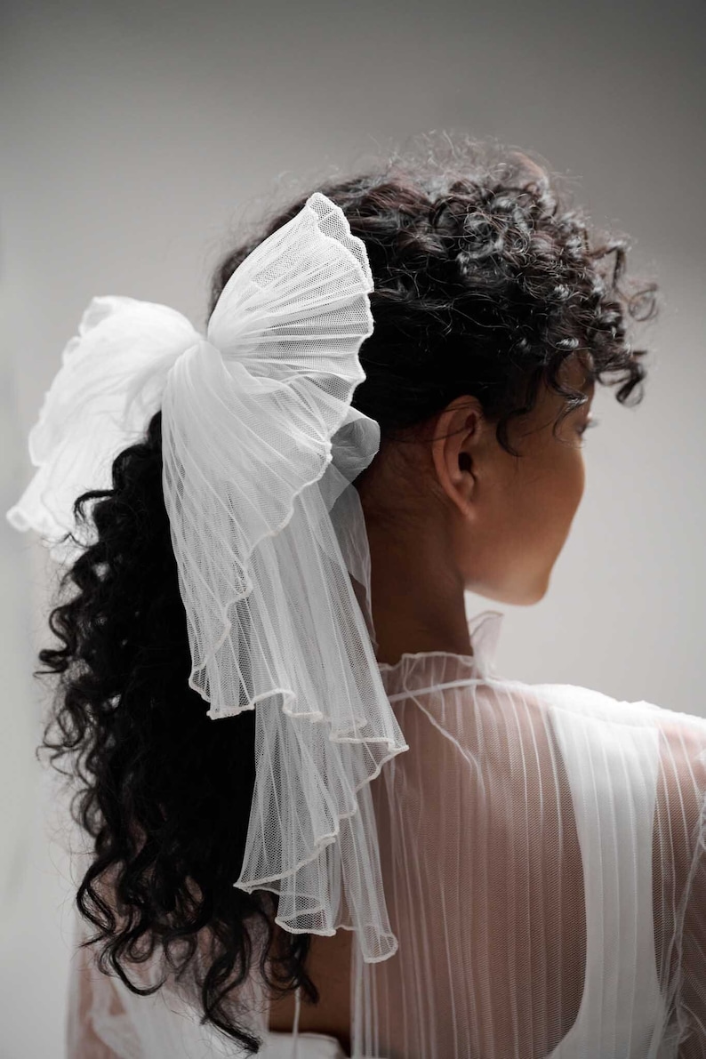 Pleated Tulle Wedding Hair Bow