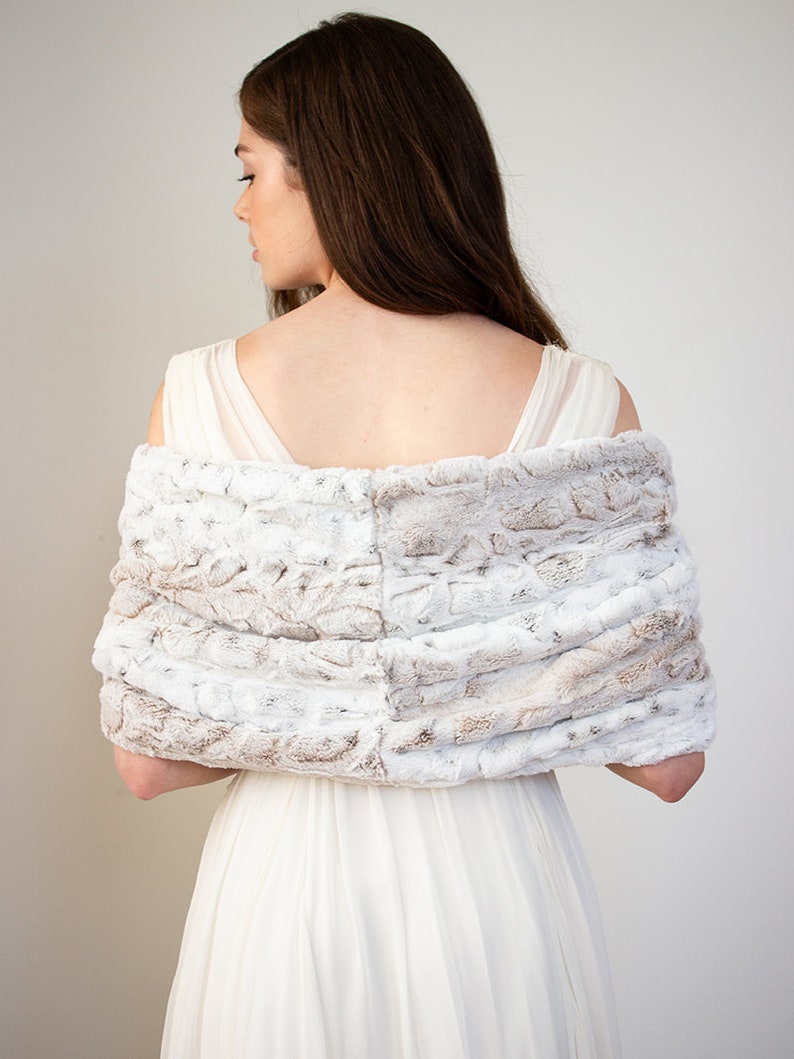 Faux Fur Wedding Twist Shawl Ivory Faux Fur Infinity Wrap Etsy