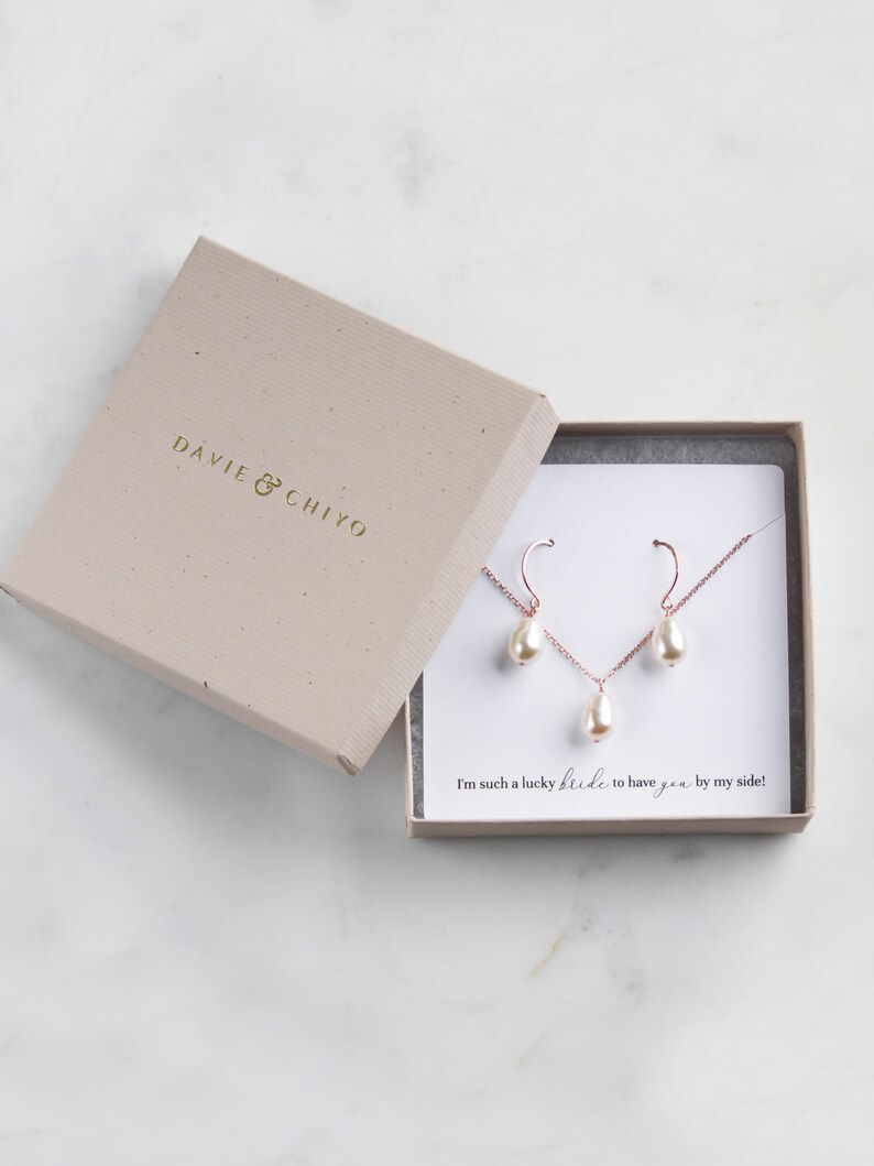 Pearl Earrings and Necklace Set Pearl Jewelry Bridesmaids Etsy