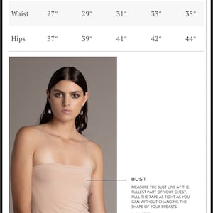 May include: Size guide for a Coquille Pleated High Neck top. The chart shows measurements in inches for bust, waist, and hips in sizes XS, S, M, L, and XL.