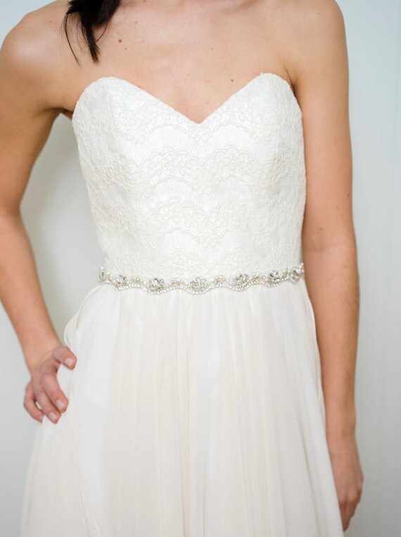 Rose Gold Crystal Bridal Sash Thin Pearl Sash Belt | Etsy