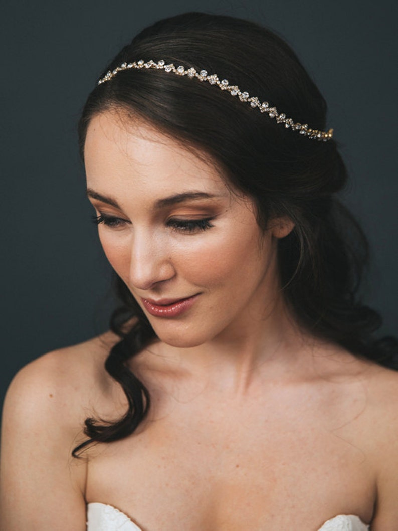 Gold Bridal Halo Rhinestone Wedding Hair Accessories Gold Etsy