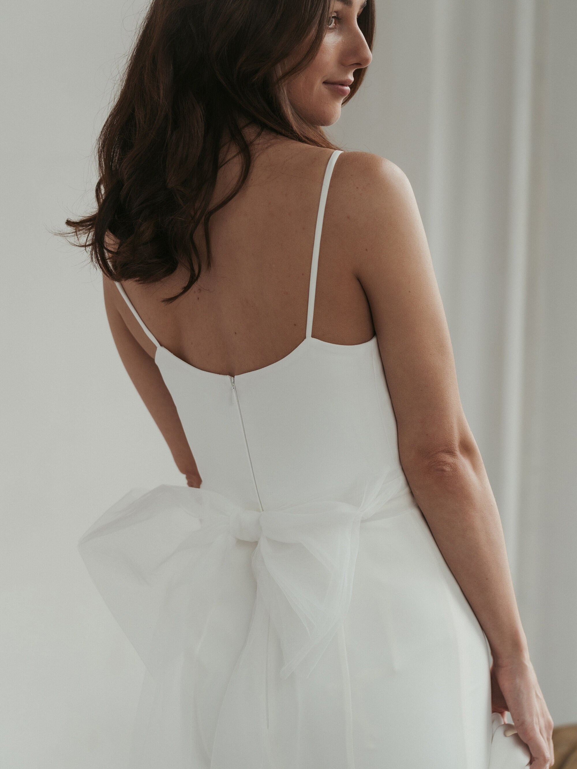 Tulle Bow Bridal Sash Ivory Bow Belt 