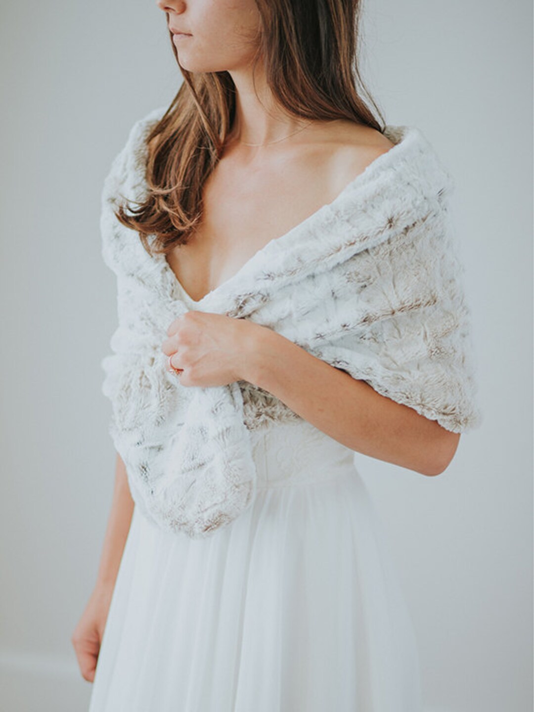 Faux Fur Wedding Shawl Ivory Faux Fur Wrap Bridesmaid - Etsy