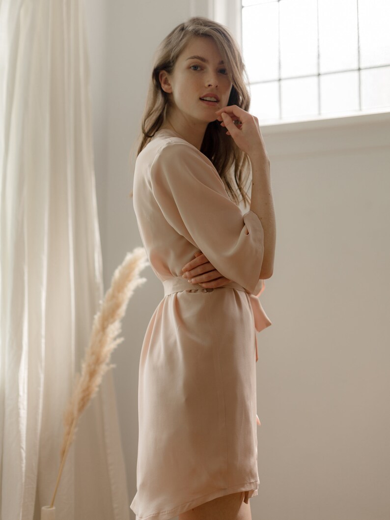 Bridal Robe Blush Robe Silk Kimono Robe Wedding Robe Etsy