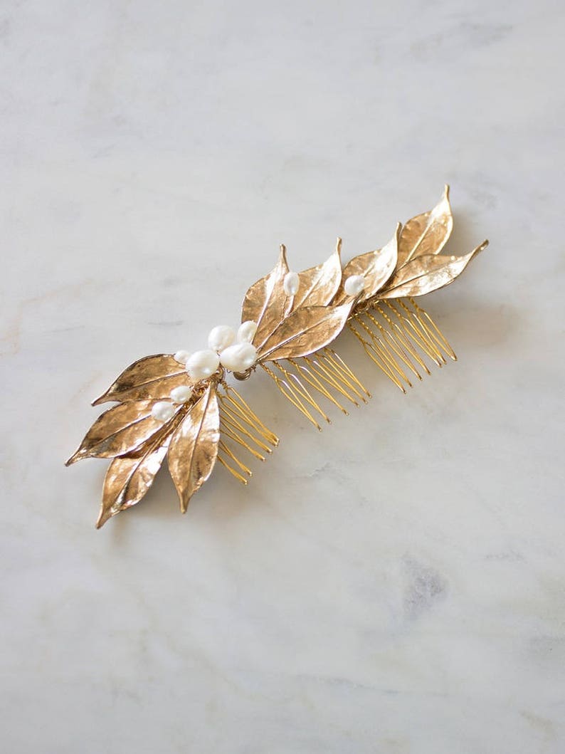 Gold Leaf Hair Comb Bridal Vine Headpiece Wedding Hair Etsy