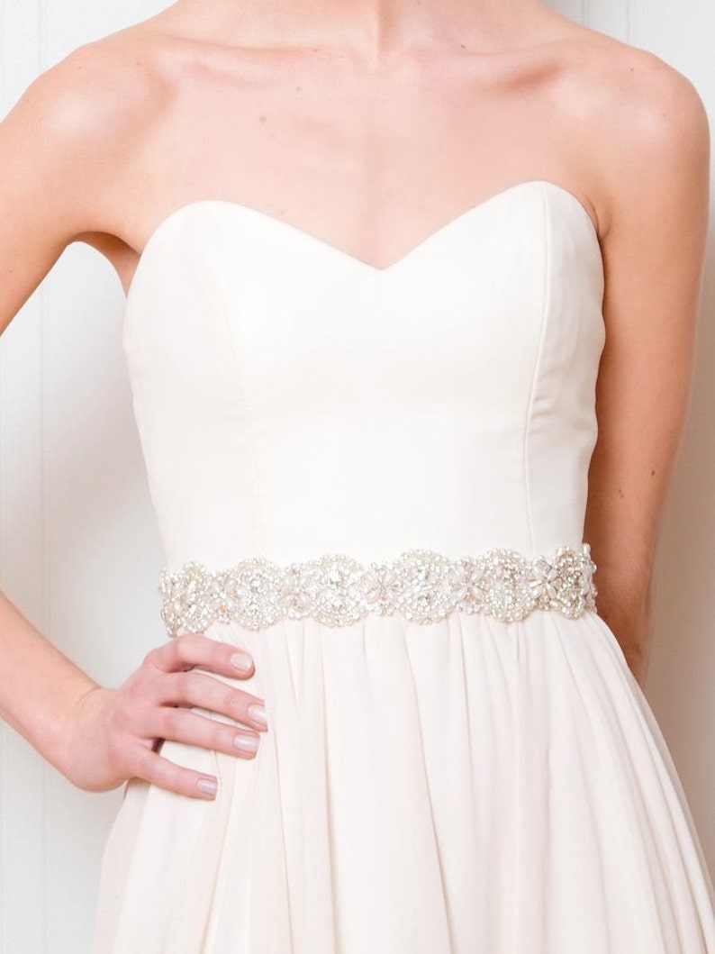 Pearl Bridal Sash Rhinestone Wedding Dress Sash Crystal Etsy